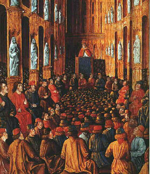 Pope Urban II at the Council of Clermont of 10...
