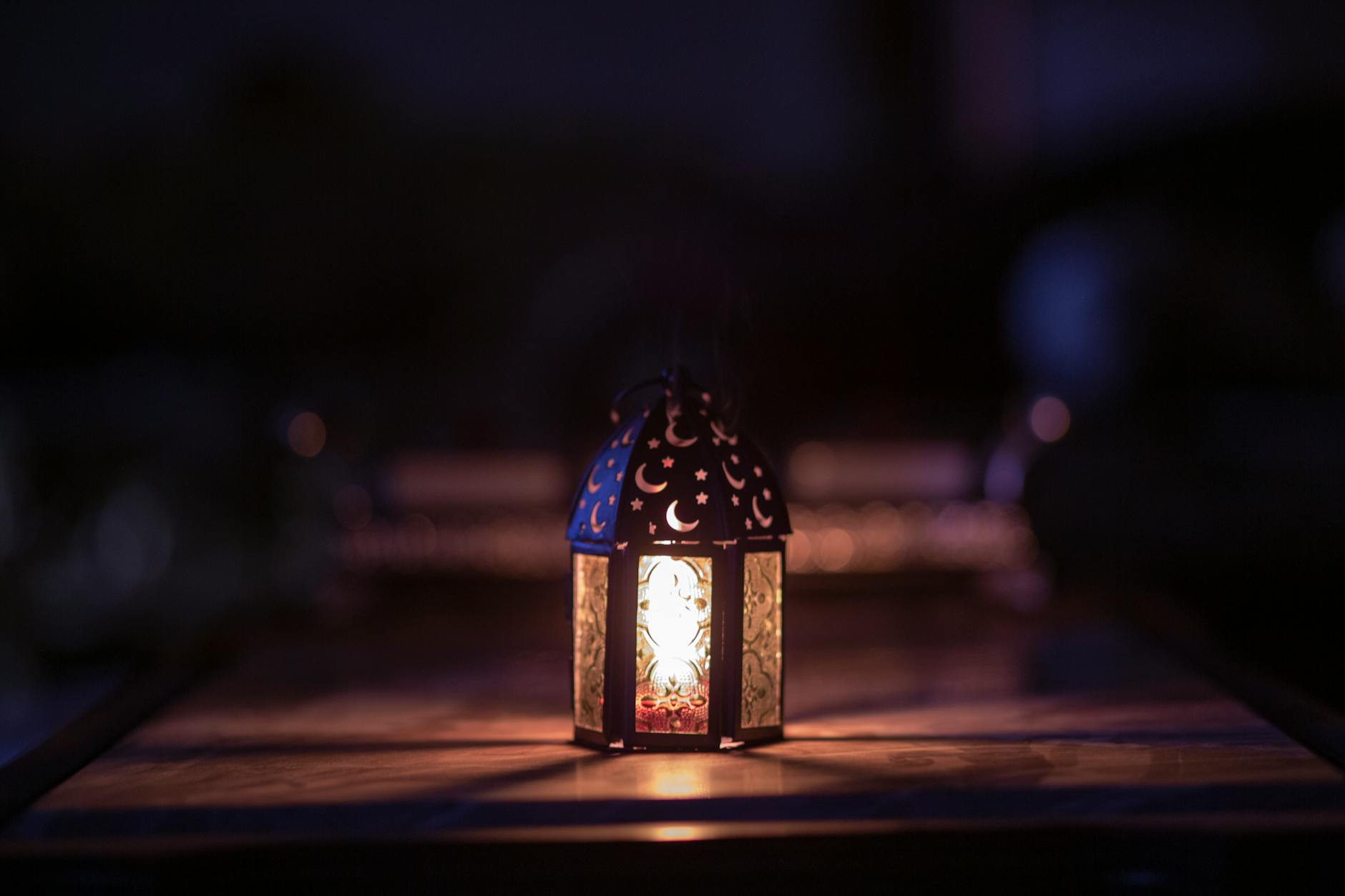 photo of turned on night lantern