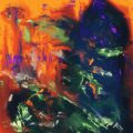 red yellow and purple abstract painting