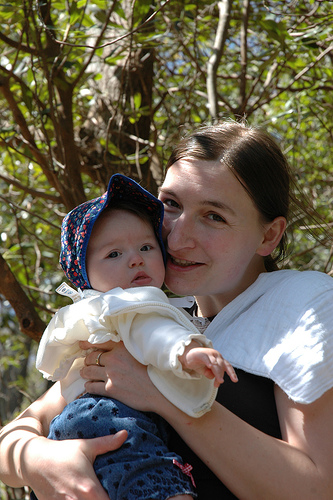 Mom and Girl above Falls